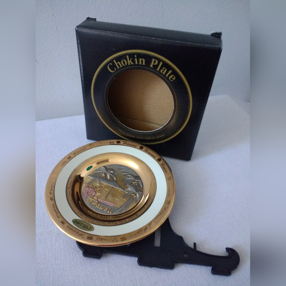 Chokin Plate with 24K Gold Accents